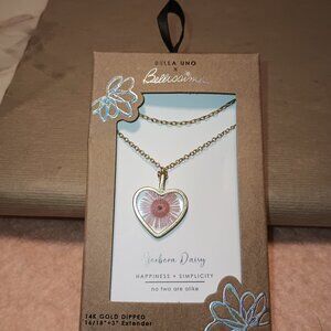 NEW Bella Uno x Bellissima 14K Gold Dipped Necklace Gerbera Daisy Happiness